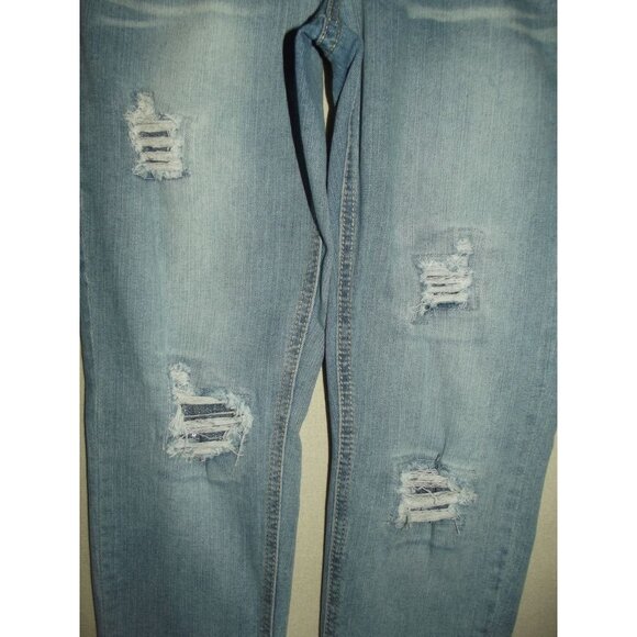 Wallflower Skinny Crop Jeans 9 Mid Rise Skinny Light Blue Embroidered Pockets - Picture 7 of 11